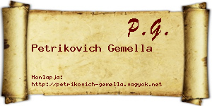Petrikovich Gemella névjegykártya